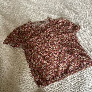Sunday best mesh Floral Short Sleeve cropped T-Shirt xs